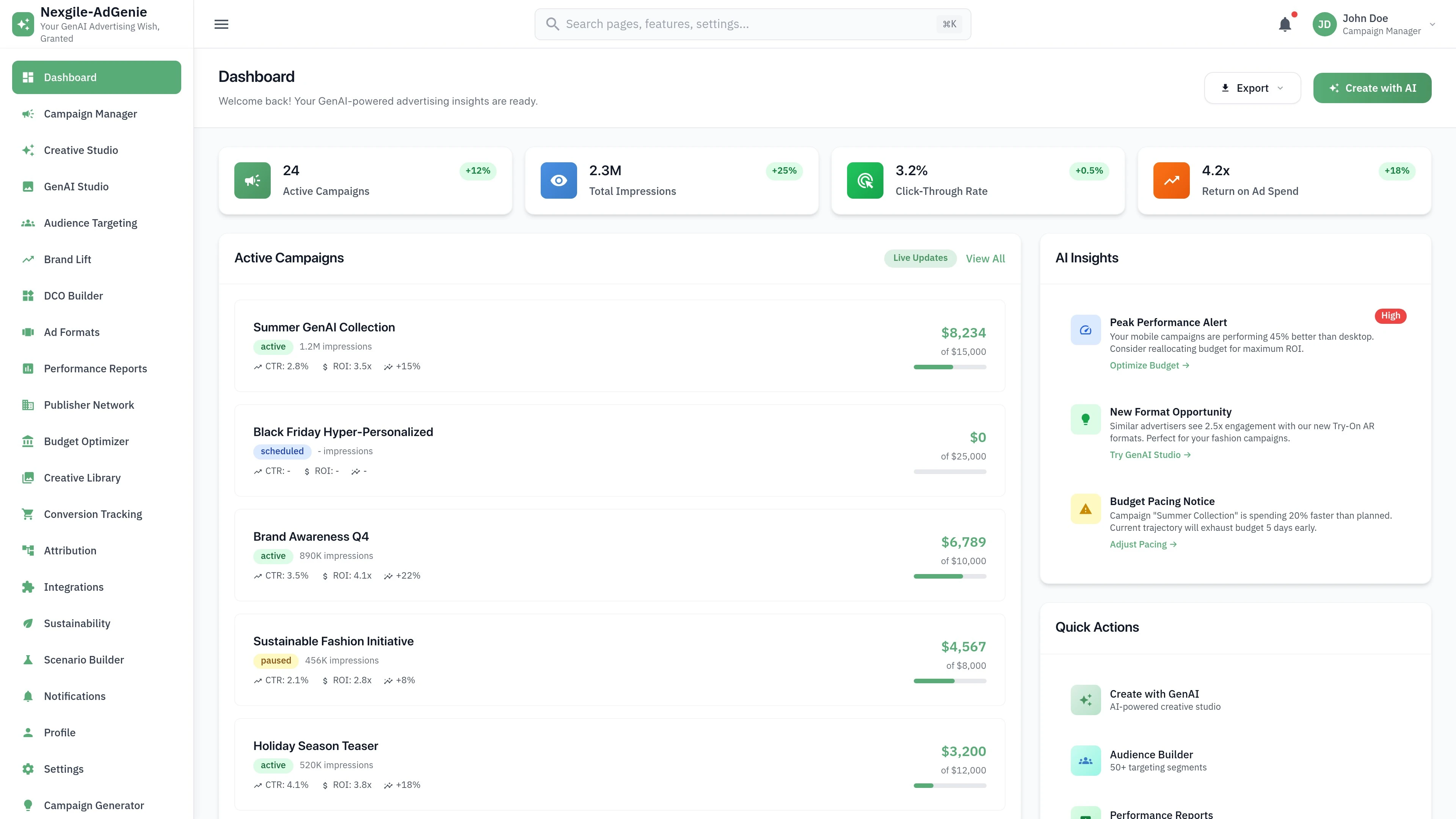 Creative Library - AI-powered creative asset management and generation interface
