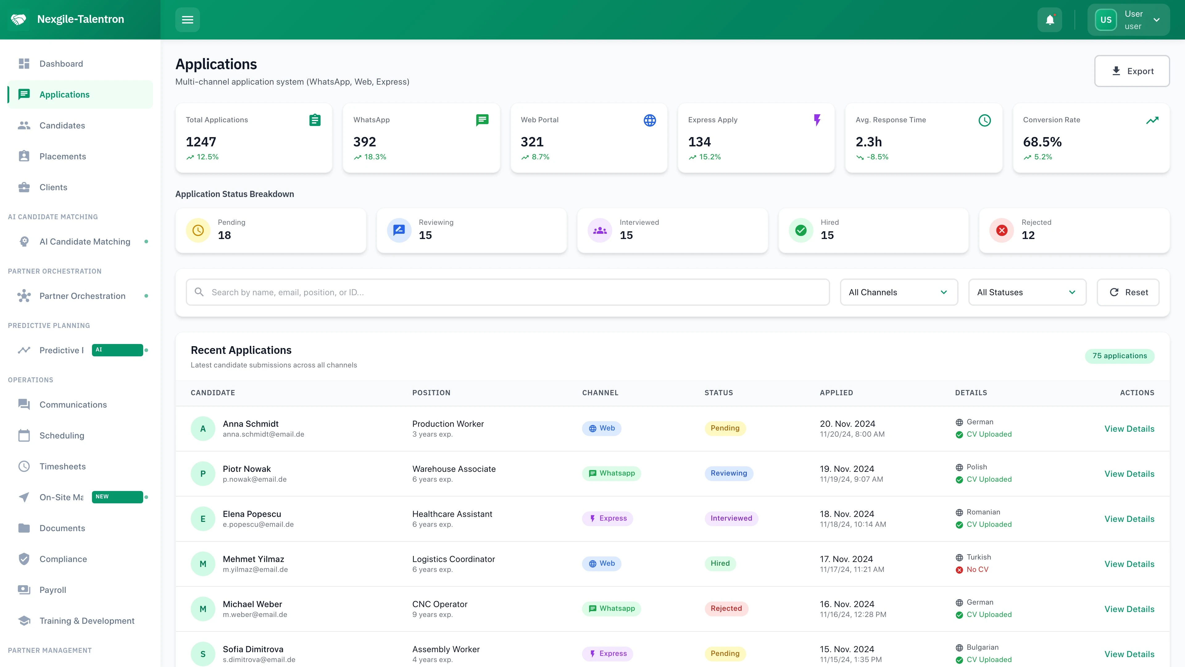 Applications Dashboard - Nexgile-Talentron Nexus Portal